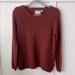 Anthropologie Field and Flower Maroon Textured Knit Sweater Size M